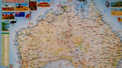 Karte erste Etappe Australien Darwin Perth
